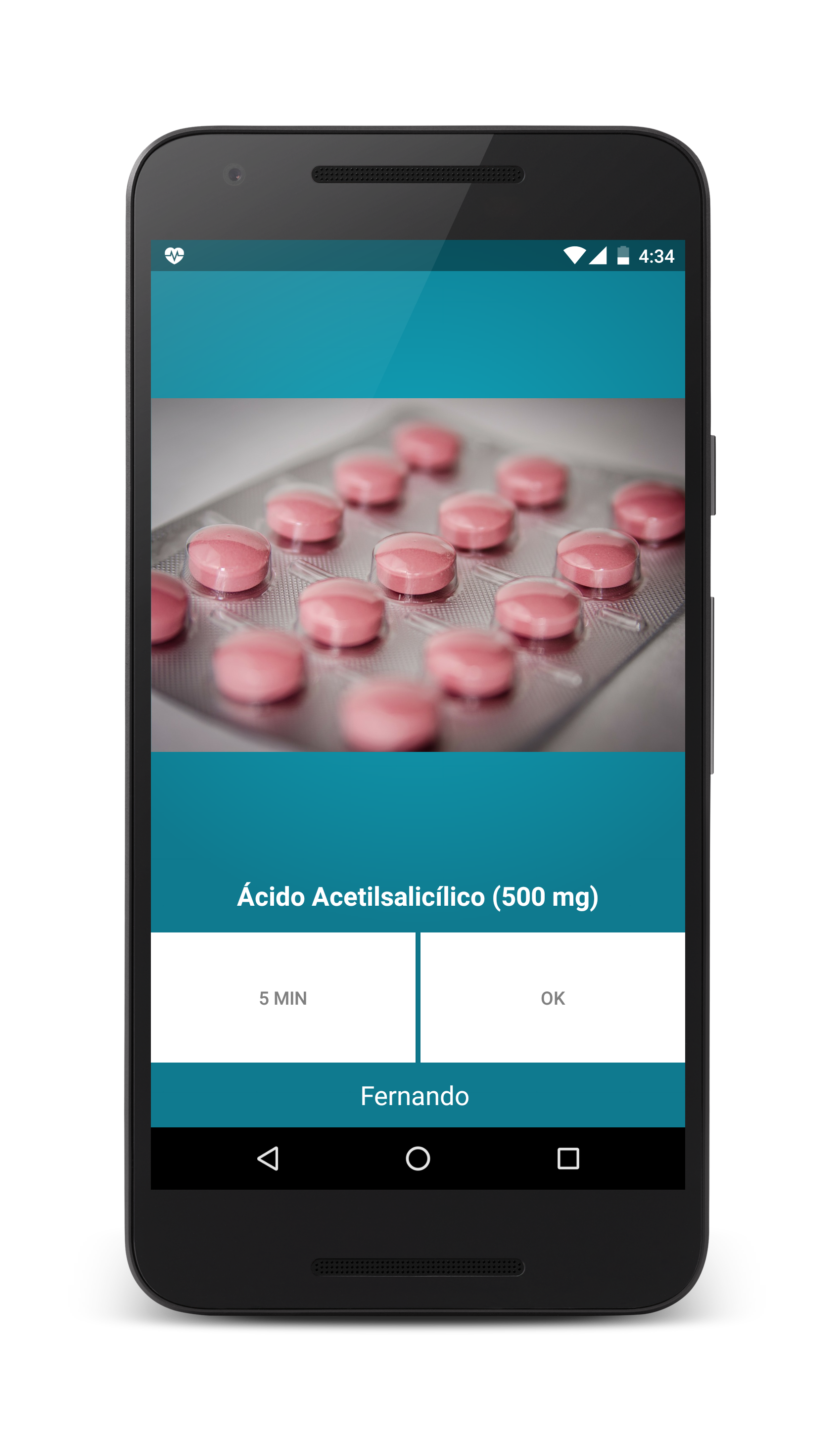 Screenshot do alarme para medicamentos do Saúde em Dia